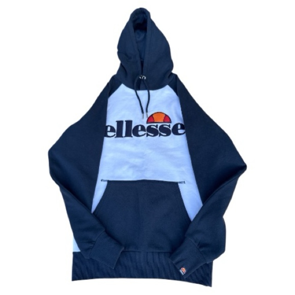 Ellesse Navy White Colorblock Logo Hoodie